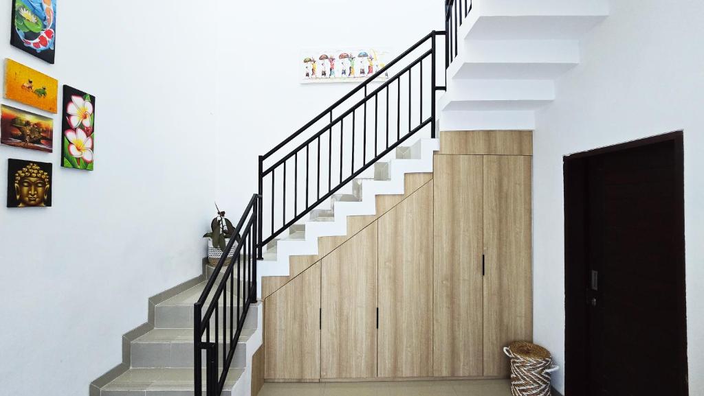 Storage cabinets built under the staircase